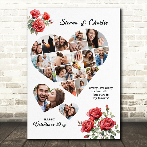 Photo Collage Valentine's Day Personalised Gift 19-Photo Roses Print Or Canvas Photo Collage Valentine's Day Personalised Gift 19-Photo Roses Print Or Canvas