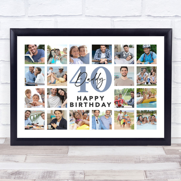 Photo Collage 40th Birthday Personalised Gift For Dad 20-Photo Print Or Canvas Photo Collage 40th Birthday Personalised Gift For Dad 20-Photo Print Or Canvas