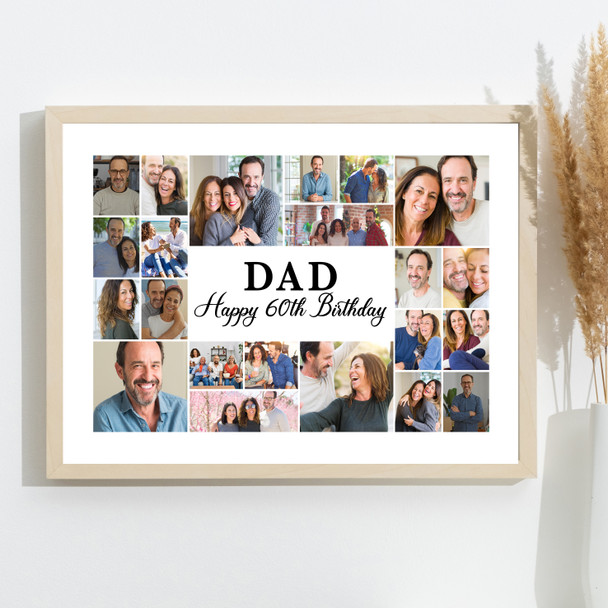 Photo Collage 60th Birthday Personalised Gift For Dad 22-Photo Print Or Canvas