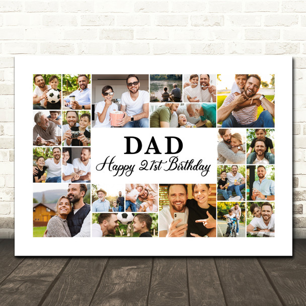 Photo Collage 21st Birthday Personalised Gift For Dad 22-Photo Print Or Canvas
