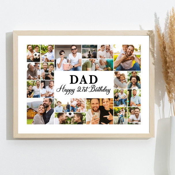 Photo Collage 21st Birthday Personalised Gift For Dad 22-Photo Print Or Canvas