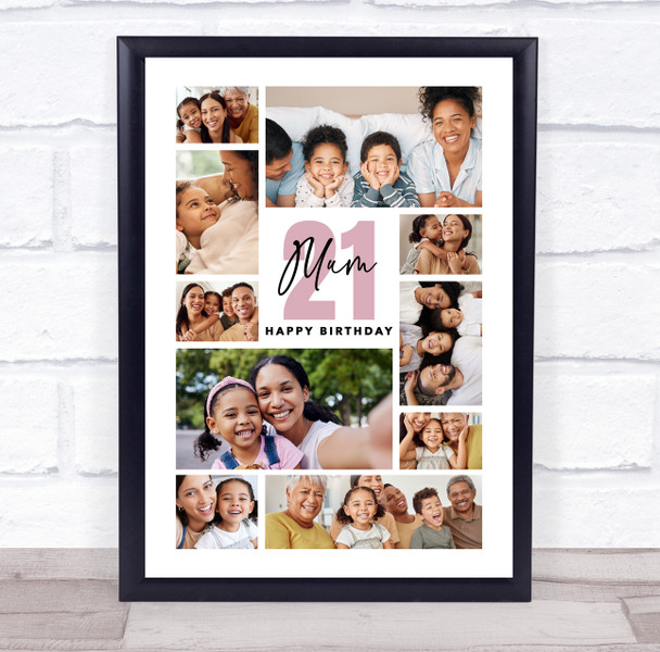 Photo Collage 21st Birthday Personalised Gift For Mum 10-Photo Print Or Canvas