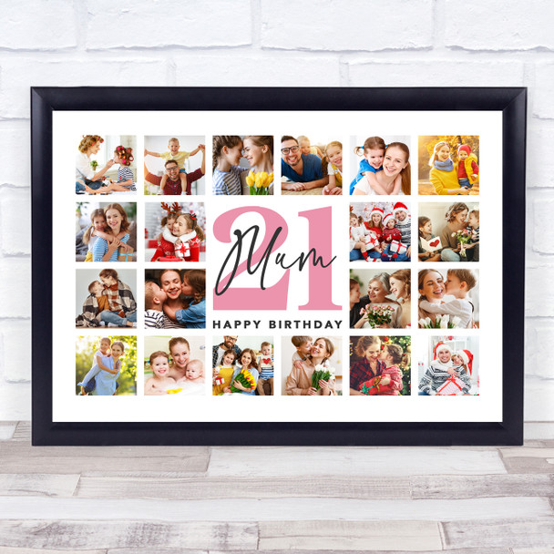 Photo Collage 21st Birthday Personalised Gift For Mum 20-Photo Print Or Canvas