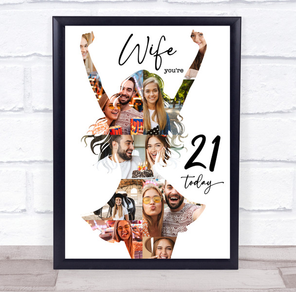 Photo Collage 21st Birthday Personalised Gift For Wife 9-Photo Print Or Canvas