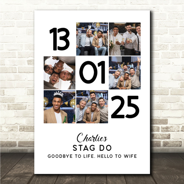 Photo Collage Stag Do Personalised Gift For Stag 6-Photo Date Print Or Canvas