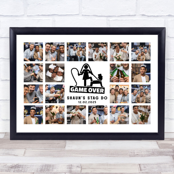 Photo Collage Stag Do Personalised Gift 20-Photo Game Over Print Or Canvas
