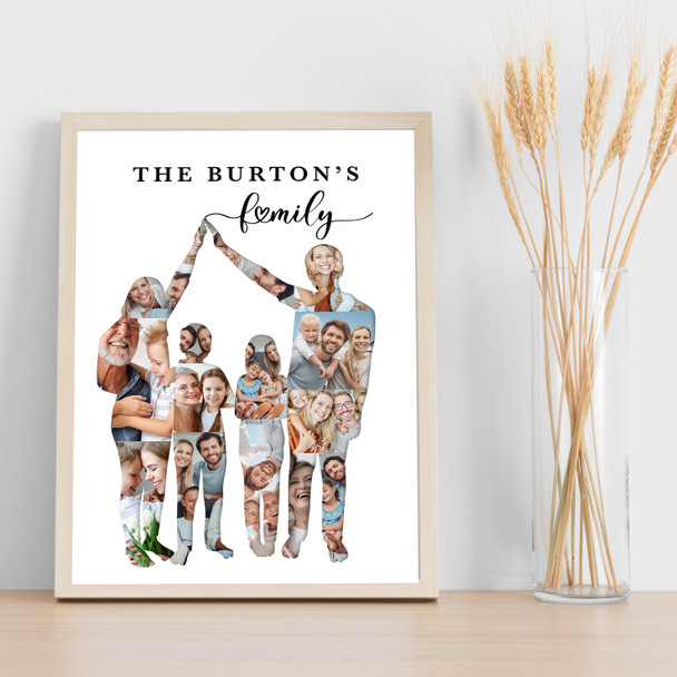 Photo Collage Personalised Gift For Family 15-Photo White Print Or Canvas