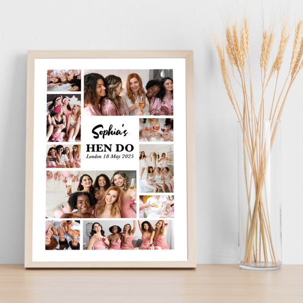 Photo Collage Hen Do Personalised Gift For Bride 10-Photo Print Or Canvas