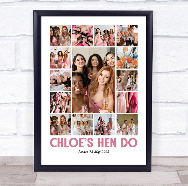 Photo Collage Hen Do Personalised Gift For Bride 15-Photo Print Or Canvas