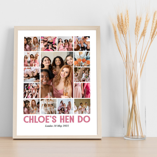 Photo Collage Hen Do Personalised Gift For Bride 15-Photo Print Or Canvas