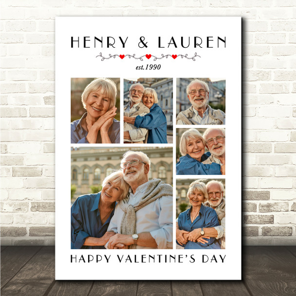 Photo Collage Valentine's Day Personalised Gift 6-Photo Print Or Canvas
