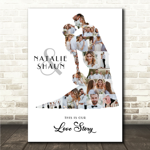 Photo Collage Wedding Personalised Gift 18-Photo Couple Print Or Canvas