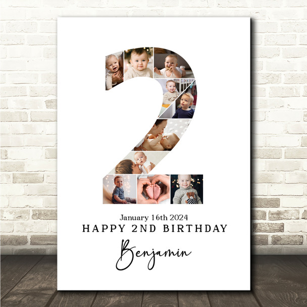 Photo Collage 10-Photo 2nd Birthday Personalised Gift Print Or Canvas