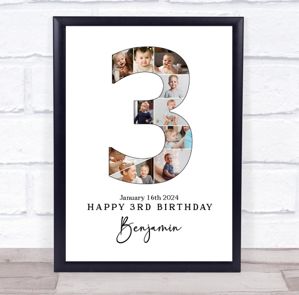 Photo Collage 10-Photo 3rd Birthday Personalised Gift Print Or Canvas Photo Collage 10-Photo 3rd Birthday Personalised Gift Print Or Canvas