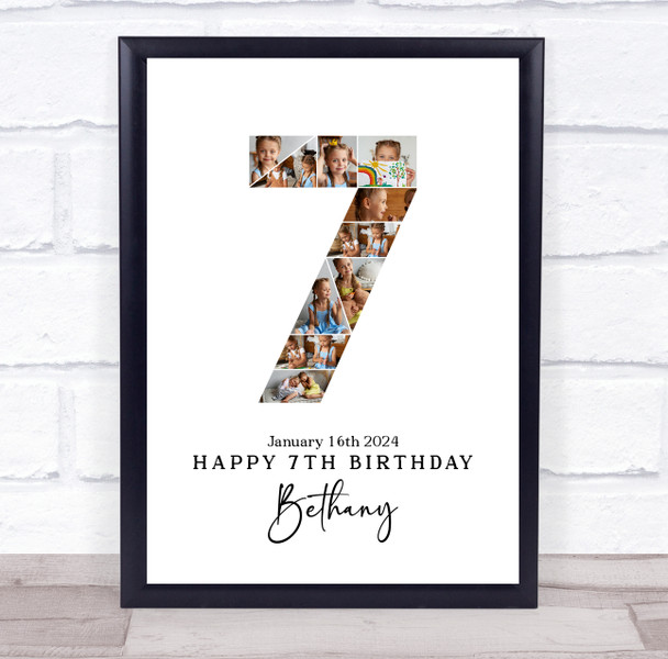 Photo Collage 10-Photo 7th Birthday Personalised Gift Print Or Canvas