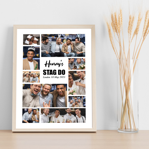 Photo Collage Stag Do Personalised Gift 10-Photo Print Or Canvas