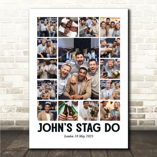 Photo Collage Stag Do Personalised Gift 15-Photo Print Or Canvas