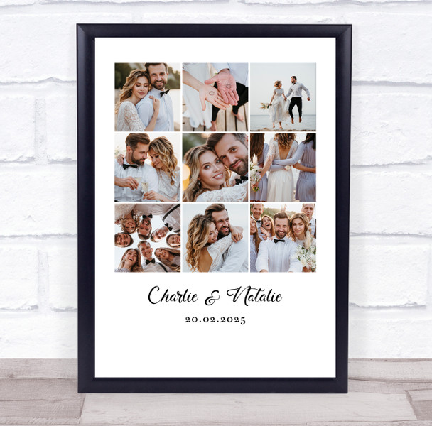 Photo Collage Wedding Personalised Gift 9-Photo Print Or Canvas