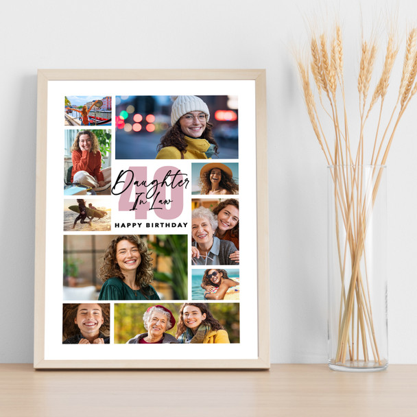 Photo Collage 40th Birthday Gift For Daughter-In-Law 10-Photo Print Or Canvas