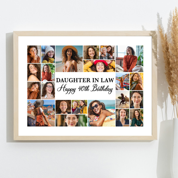 Photo Collage 40th Birthday Gift For Daughter-In-Law 22-Photo Print Or Canvas