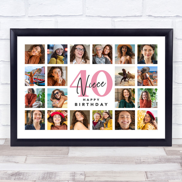 Photo Collage 40th Birthday Gift For Niece 20-Photo Landscape Print Or Canvas