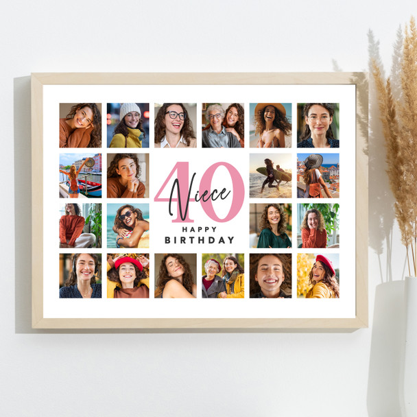 Photo Collage 40th Birthday Gift For Niece 20-Photo Landscape Print Or Canvas