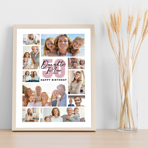 Photo Collage 50th Birthday Gift For Daughter-In-Law 10-Photo Print Or Canvas