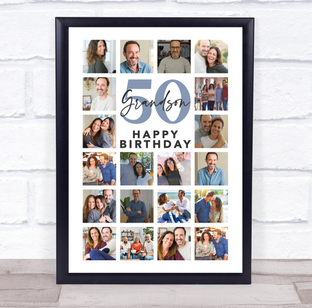 Photo Collage 50th Birthday Custom Gift For Grandson 20-Photo Print Or Canvas