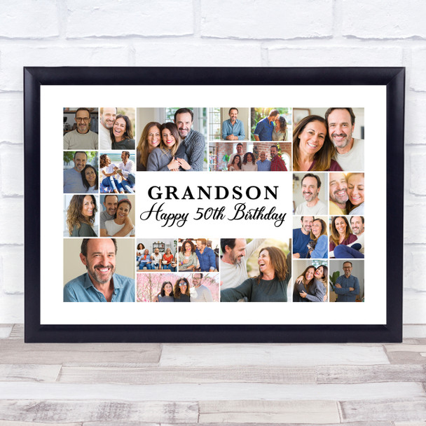 Photo Collage 50th Birthday Custom Gift For Grandson 22-Photo Print Or Canvas