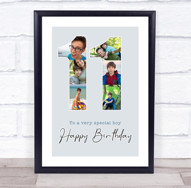 Photo Collage 6-Photo 11th Birthday Custom Gift For Boys Blue Print Or Canvas Photo Collage 6-Photo 11th Birthday Custom Gift For Boys Blue Print Or Canvas