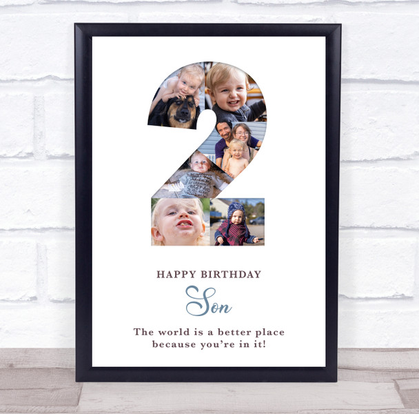 Photo Collage 6-Photo 2nd Birthday Custom Gift For Boys White Print Or Canvas Photo Collage 6-Photo 2nd Birthday Custom Gift For Boys White Print Or Canvas