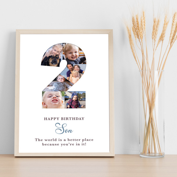 Photo Collage 6-Photo 2nd Birthday Custom Gift For Boys White Print Or Canvas Photo Collage 6-Photo 2nd Birthday Custom Gift For Boys White Print Or Canvas