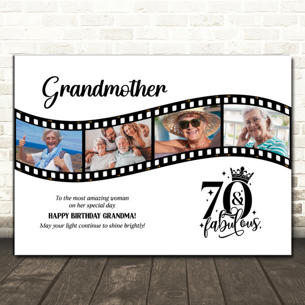 Photo Collage 70th Birthday Gift For Grandmother 4-Photo Film Print Or Canvas