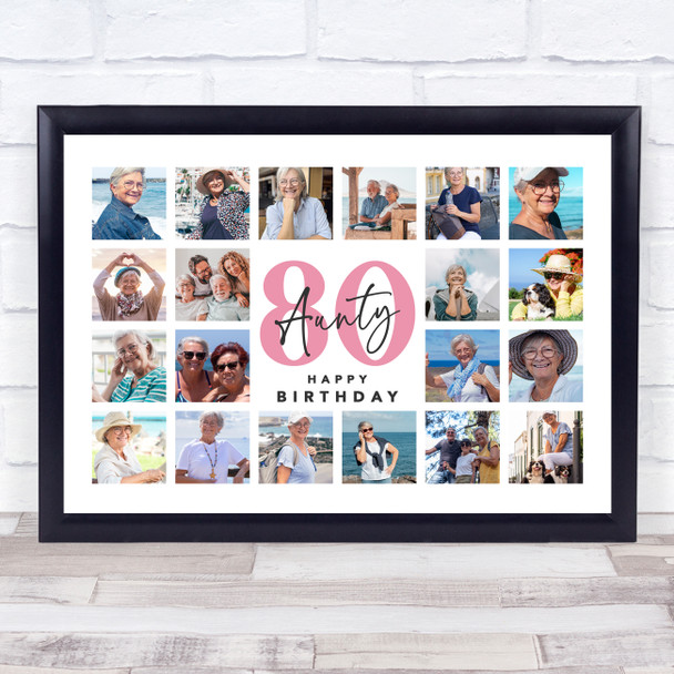 Photo Collage 80th Birthday Gift For Aunty 20-Photo Landscape Print Or Canvas