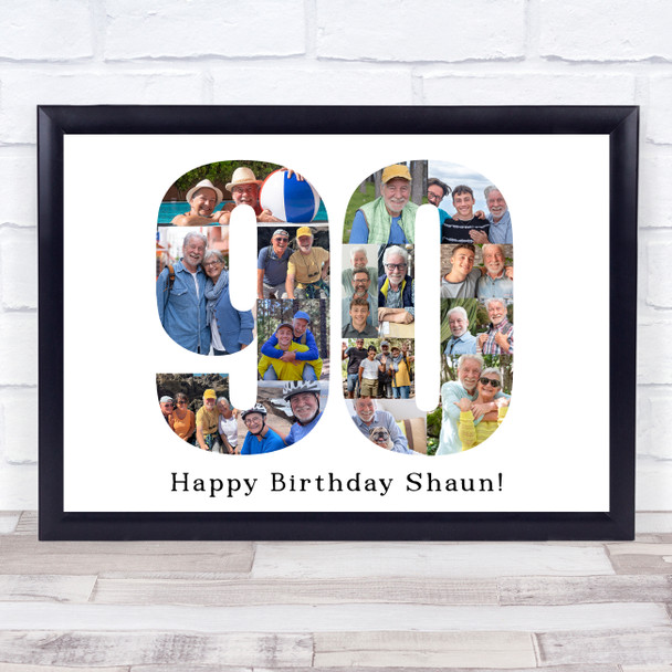 Photo Collage 90th Birthday 16-Photo Birthday Gift For Him 90 Print Or Canvas
