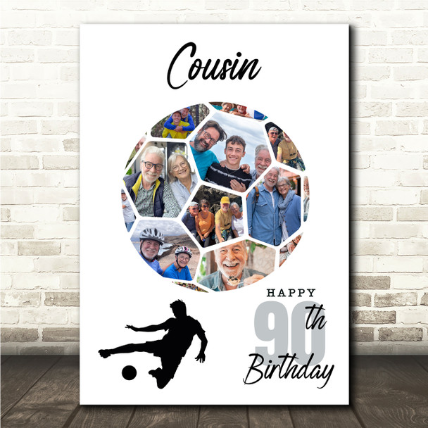 Photo Collage 90th Birthday Gift For Cousin 14-Photo Football Print Or Canvas Photo Collage 90th Birthday Gift For Cousin 14-Photo Football Print Or Canvas