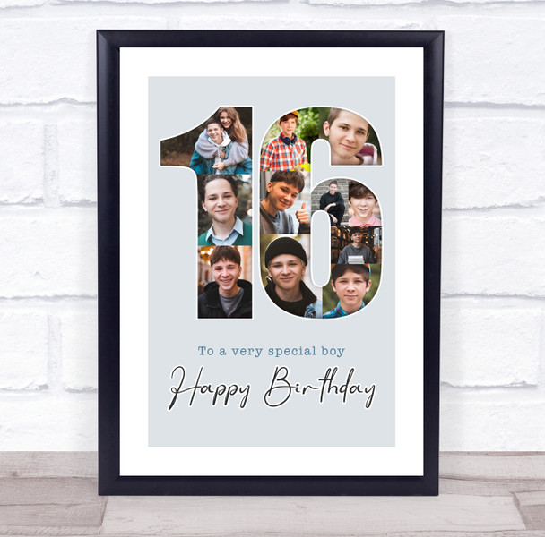 Photo Collage 11-Photo 16th Birthday Gift For Teens Boys Blue Print Or Canvas Photo Collage 11-Photo 16th Birthday Gift For Teens Boys Blue Print Or Canvas