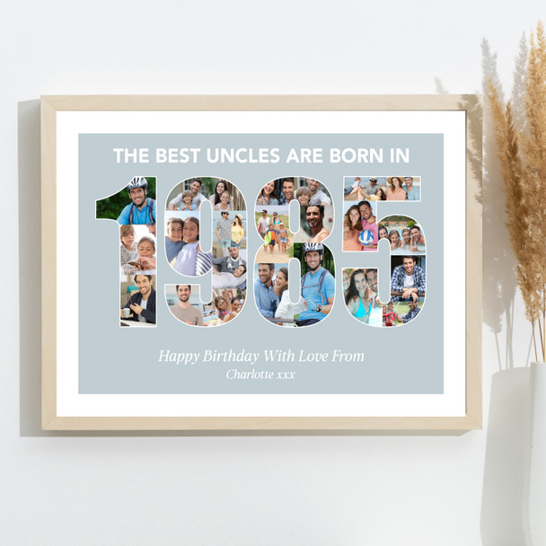 Photo Collage Blue Birthday Gift For Uncle 22-Photo Year 1985 Print Or Canvas Photo Collage Blue Birthday Gift For Uncle 22-Photo Year 1985 Print Or Canvas