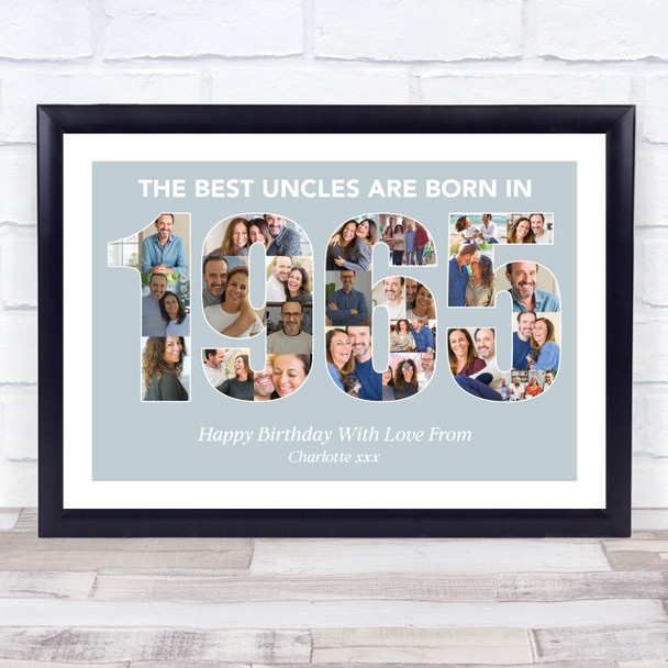 Photo Collage Blue Birthday Gift For Uncle 24-Photo Year 1965 Print Or Canvas Photo Collage Blue Birthday Gift For Uncle 24-Photo Year 1965 Print Or Canvas
