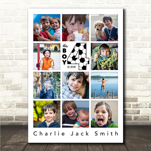Photo Collage 11-Photo 4th Birthday Custom Gift For Kids Boys Print Or Canvas