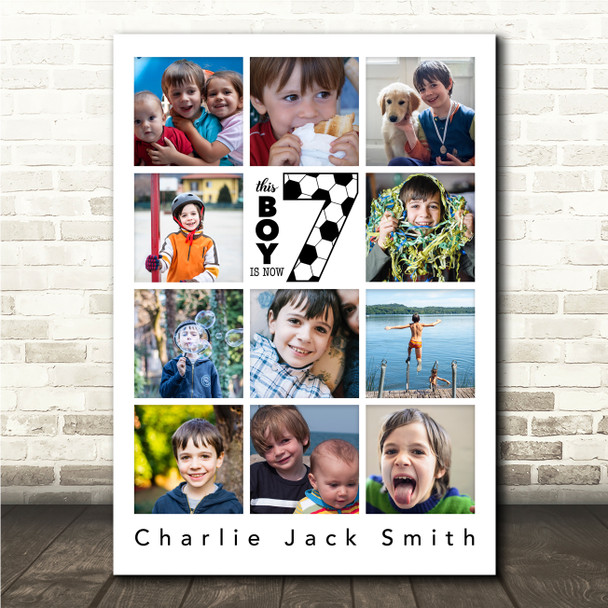 Photo Collage 11-Photo 7th Birthday Custom Gift For Kids Boys Print Or Canvas