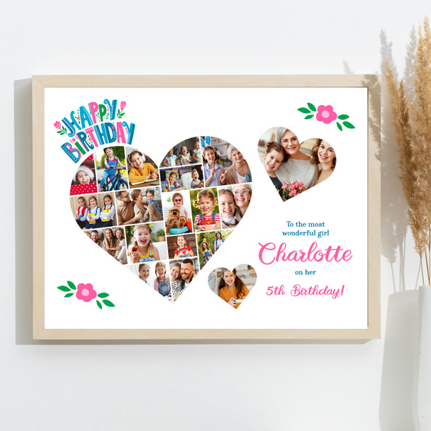 Photo Collage Kids Birthday Gift For Girls Any Age 20-Photo s Print Or Canvas