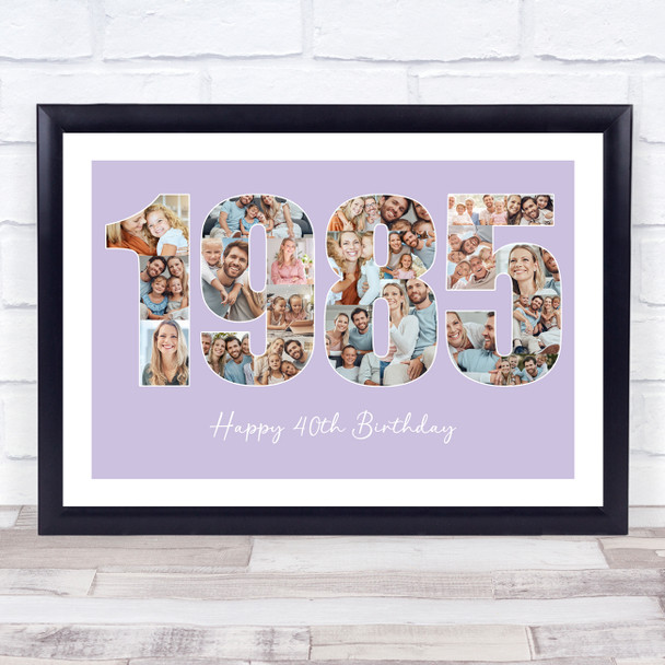 Photo Collage Purple Birthday Gift For Her 22-Photo Year 1985 Print Or Canvas