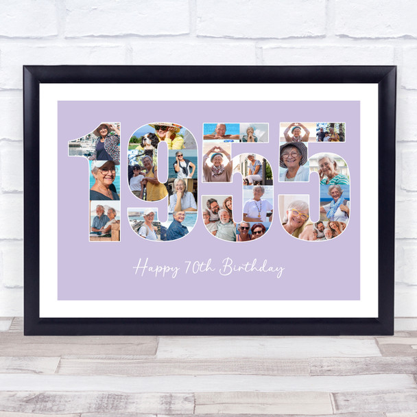 Photo Collage Purple Birthday Gift For Her 23-Photo Year 1955 Print Or Canvas