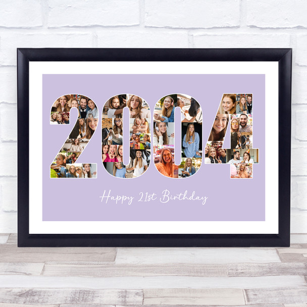 Photo Collage Purple Birthday Gift For Her 35-Photo Year 2004 Print Or Canvas