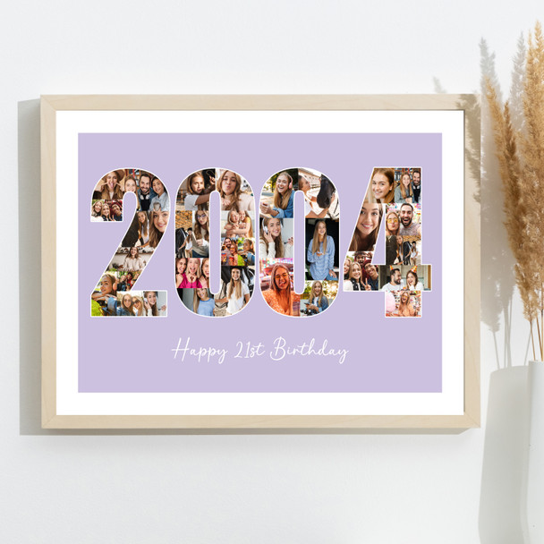 Photo Collage Purple Birthday Gift For Her 35-Photo Year 2004 Print Or Canvas