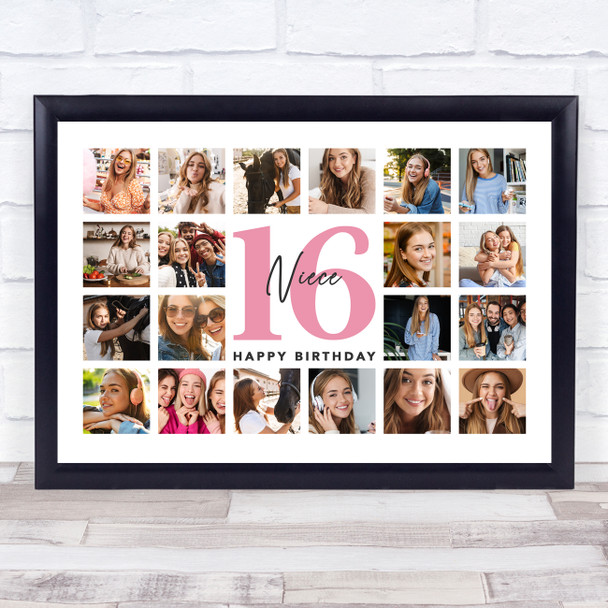 Photo Collage 16th Birthday Gift For Niece 20-Photo Landscape Print Or Canvas