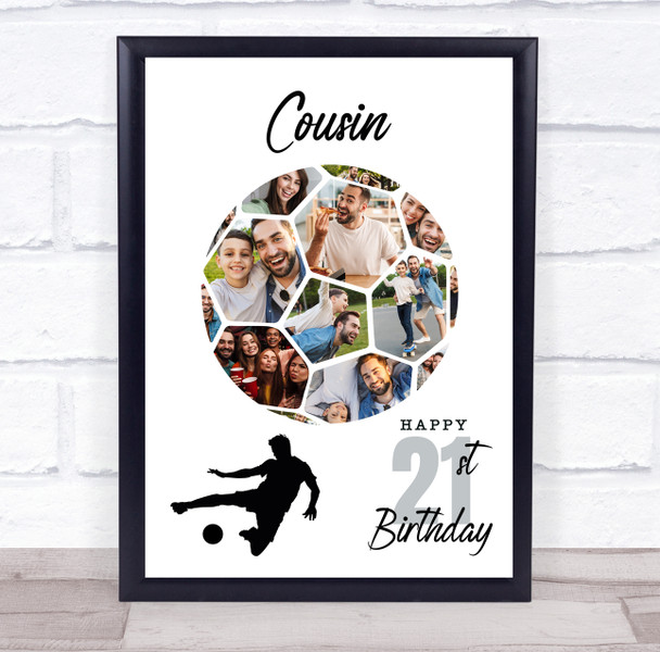 Photo Collage 21st Birthday Gift For Cousin 14-Photo Football Print Or Canvas