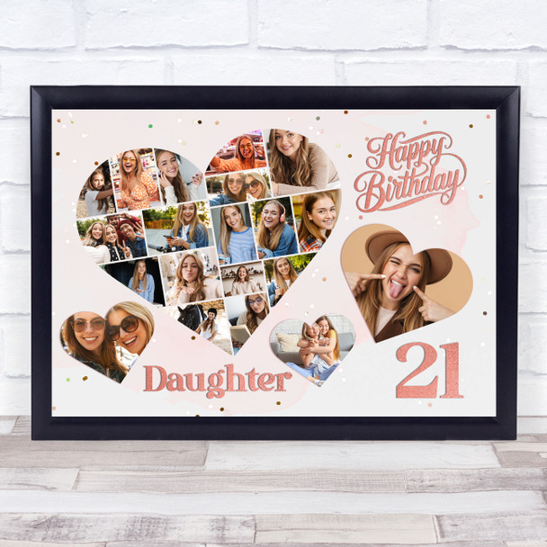 Photo Collage 21st Birthday Gift For Daughter 20-Photo Hearts Print Or Canvas Photo Collage 21st Birthday Gift For Daughter 20-Photo Hearts Print Or Canvas