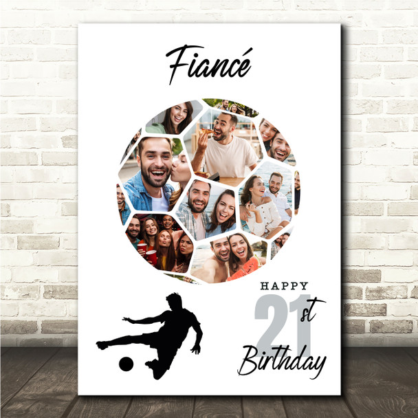 Photo Collage 21st Birthday Gift For Fiancé 14-Photo Football Print Or Canvas